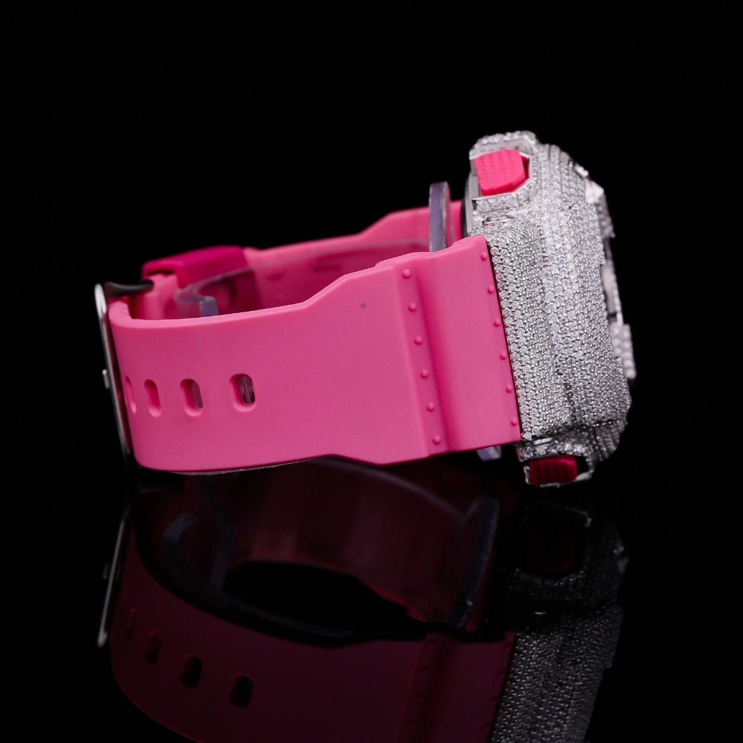 custom diamond pink watch gold silver