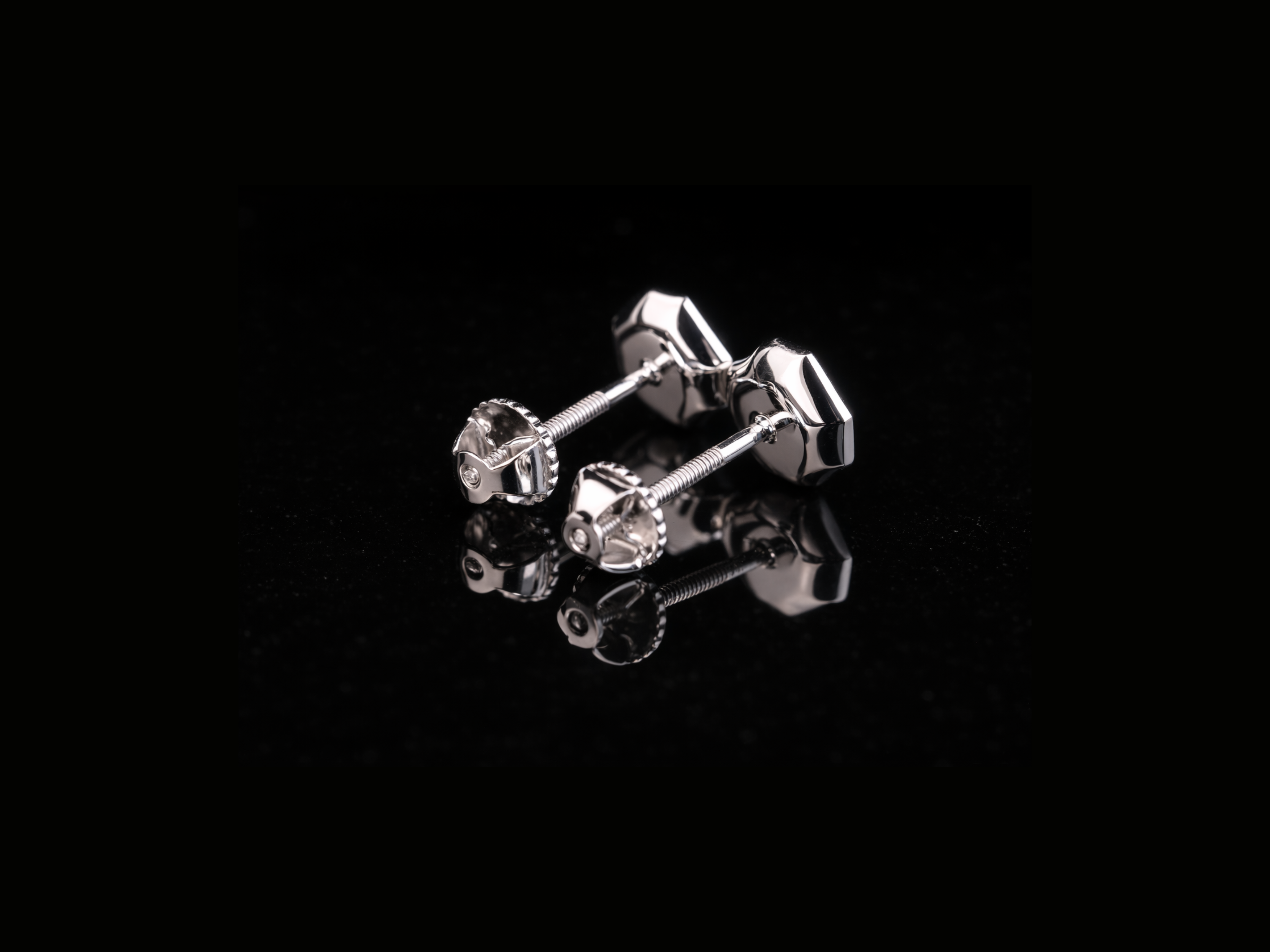 Octagon Diamond Stud Earrings | Luxury Pavé Diamond Studs in Gold & Silver