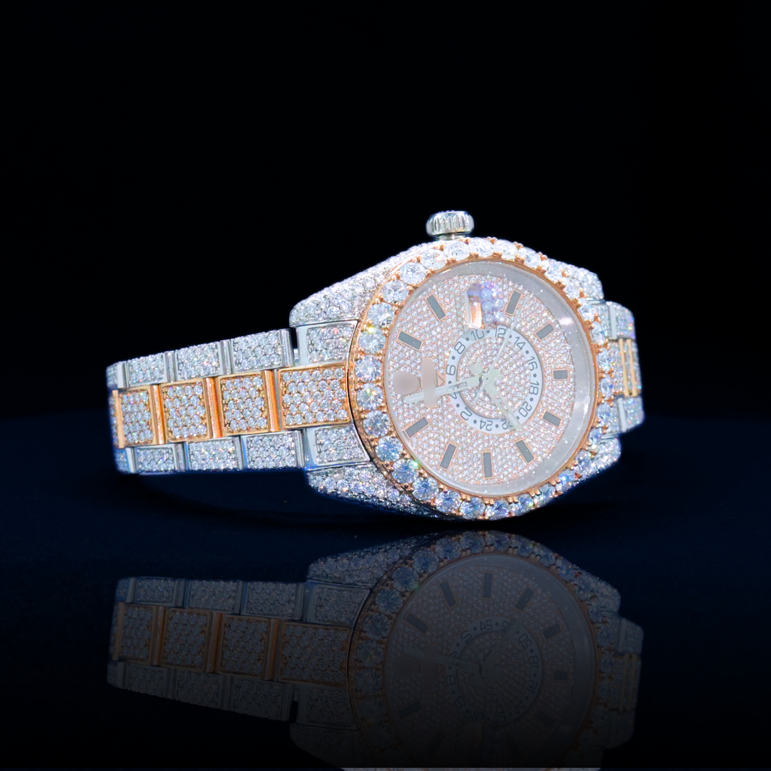 14k/18k-moissanite Rolex inspire Fully Paved Iced-Out Watch