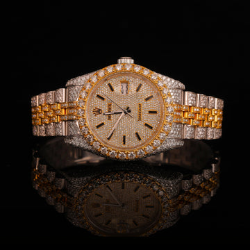 Gold Tone Iced Out Diamond Watch – Date Display Luxury Statement Timepiece