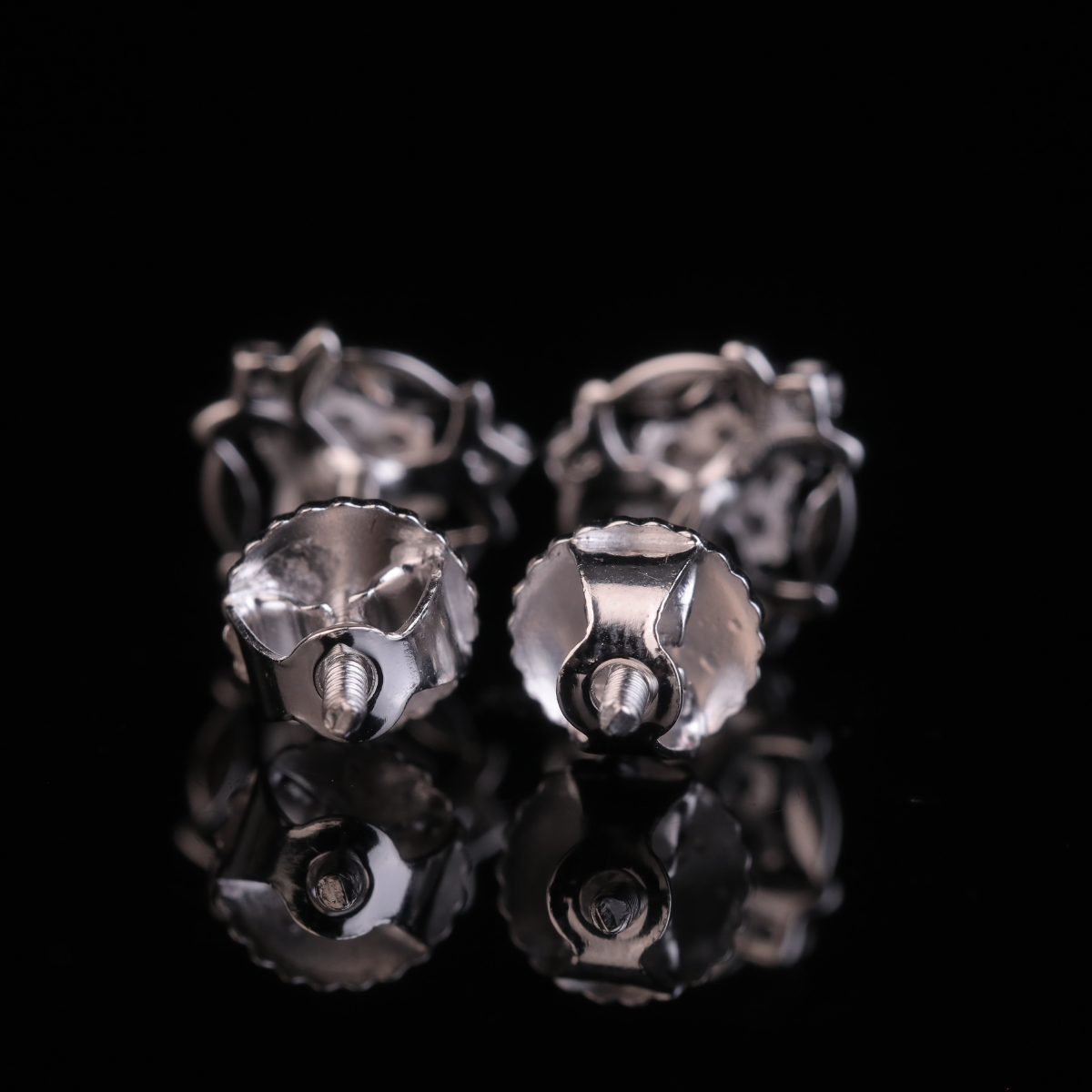 Floral Swirl Moissanite Cluster Stud Earrings | 18KT, 14KT, 10KT Gold & Silver