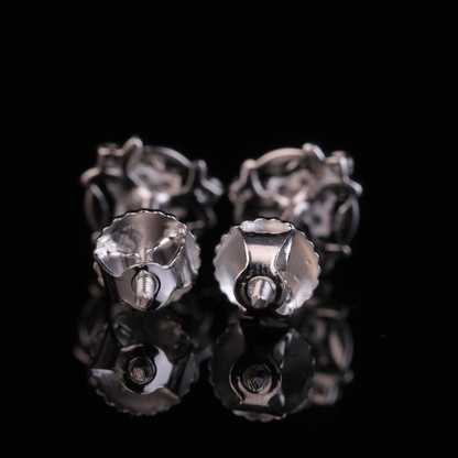 Floral Swirl Moissanite Cluster Stud Earrings | 18KT, 14KT, 10KT Gold & Silver