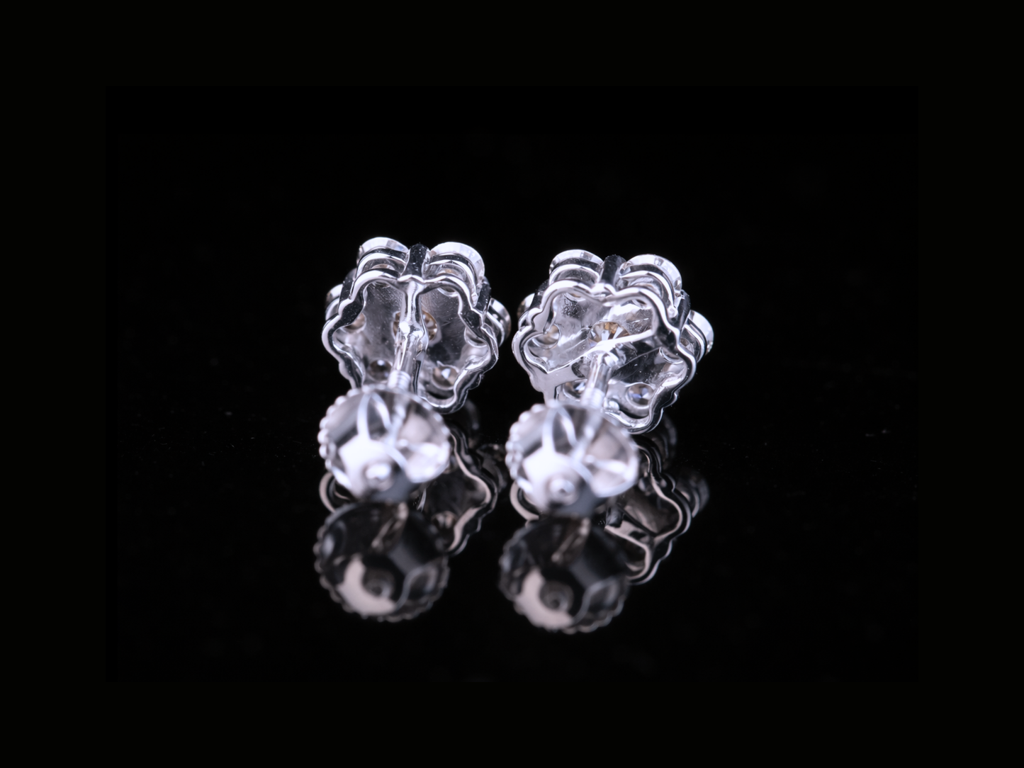Diamond Cluster Flower Stud Earrings | Brilliant Round Diamond Studs in Gold & Silver