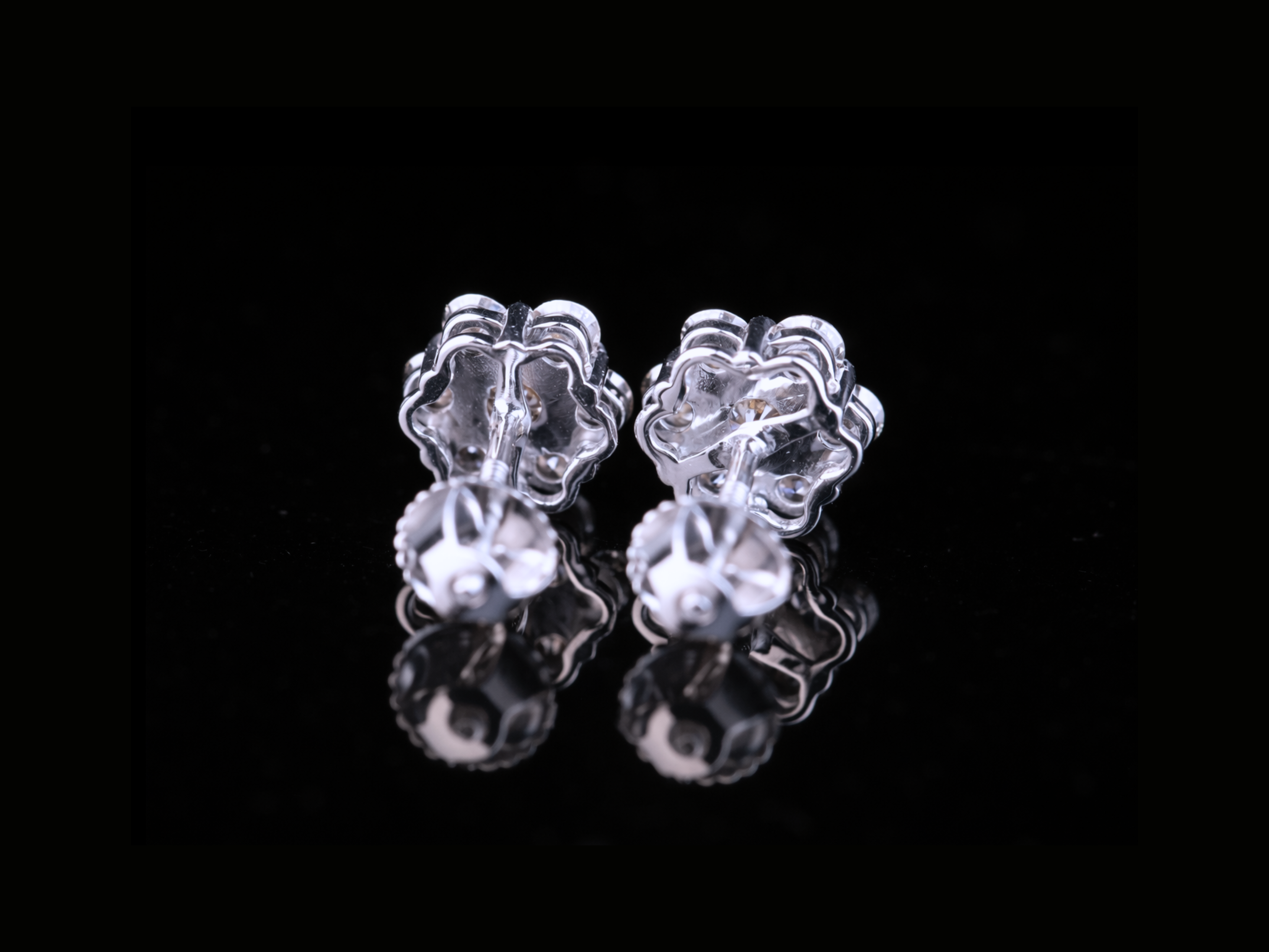 Diamond Cluster Flower Stud Earrings | Brilliant Round Diamond Studs in Gold & Silver