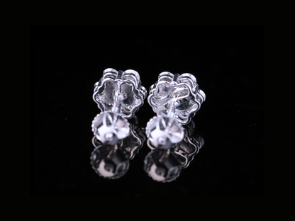 Diamond Cluster Flower Stud Earrings | Brilliant Round Diamond Studs in Gold & Silver