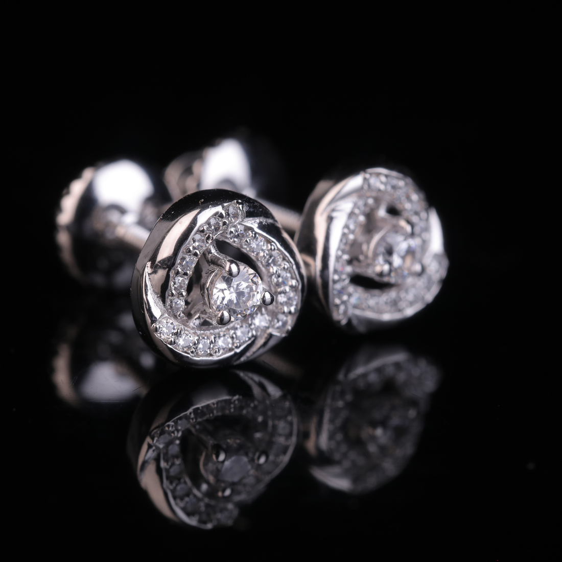 Swirl Heart Moissanite Halo Stud Earrings | 18KT, 14KT, 10KT Gold & Silver