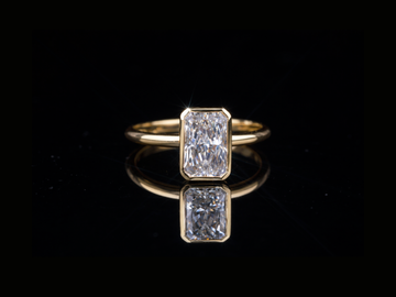 Emerald Cut Solitaire Diamond Ring | 18KT, 14KT, 10KT Gold & Silver Available