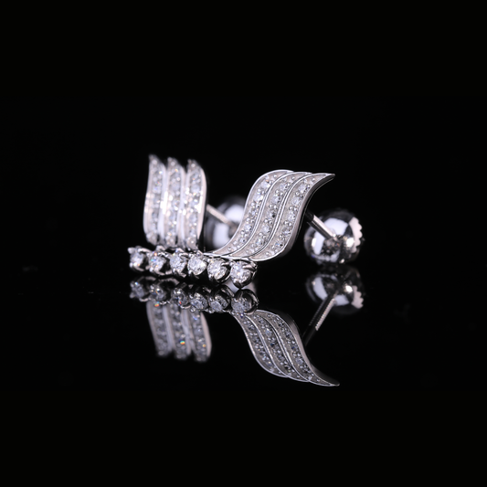 Diamond Curved Wing Stud Earrings in Solid Gold – Modern Women’s Gold Jewelry