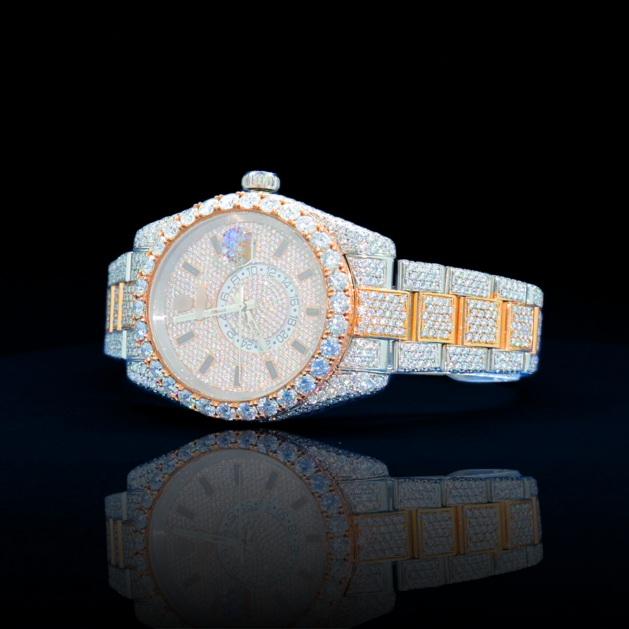 14k/18k-moissanite Rolex inspire Fully Paved Iced-Out Watch