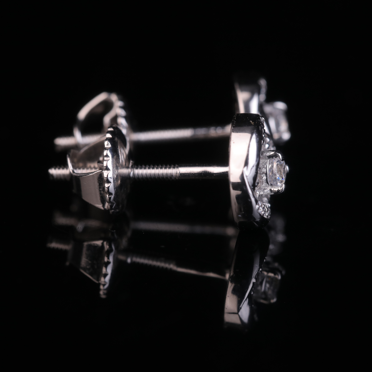 Swirl Heart Moissanite Halo Stud Earrings | 18KT, 14KT, 10KT Gold & Silver