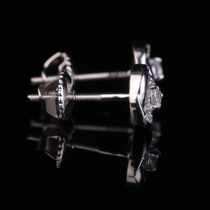 Swirl Heart Moissanite Halo Stud Earrings | 18KT, 14KT, 10KT Gold & Silver