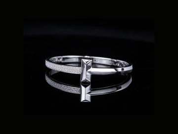 Diamond Cross Bangle Bracelet | Minimalist Diamond Cross Bracelet in Gold & Silver