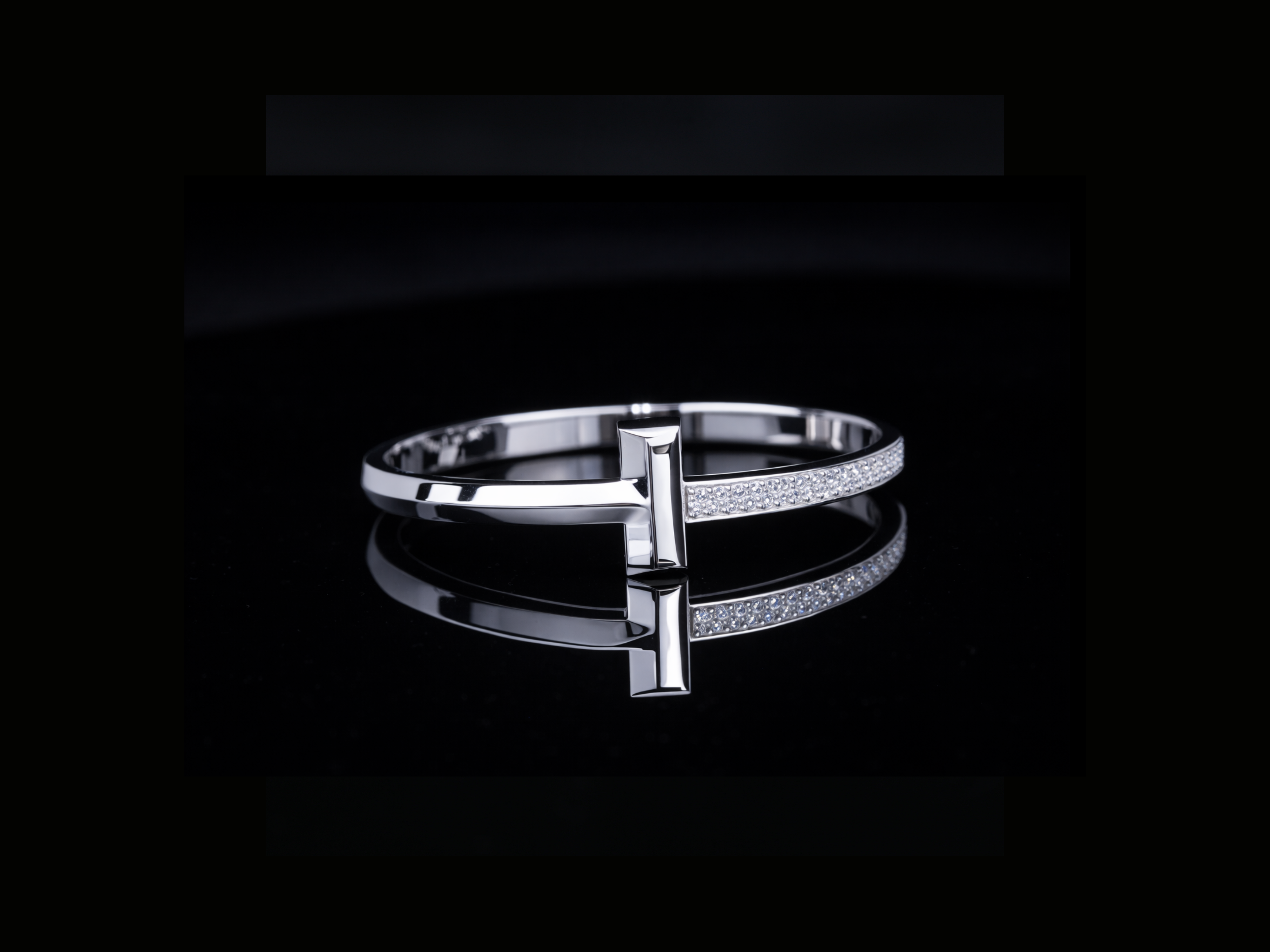 Diamond Cross Bangle Bracelet | Minimalist Diamond Cross Bracelet in Gold & Silver
