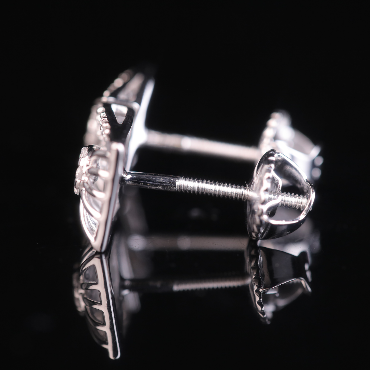 Geometric Diamond Stud Earrings in White Gold & Silver | 18K, 14K, 10K Luxury Earrings for Women
