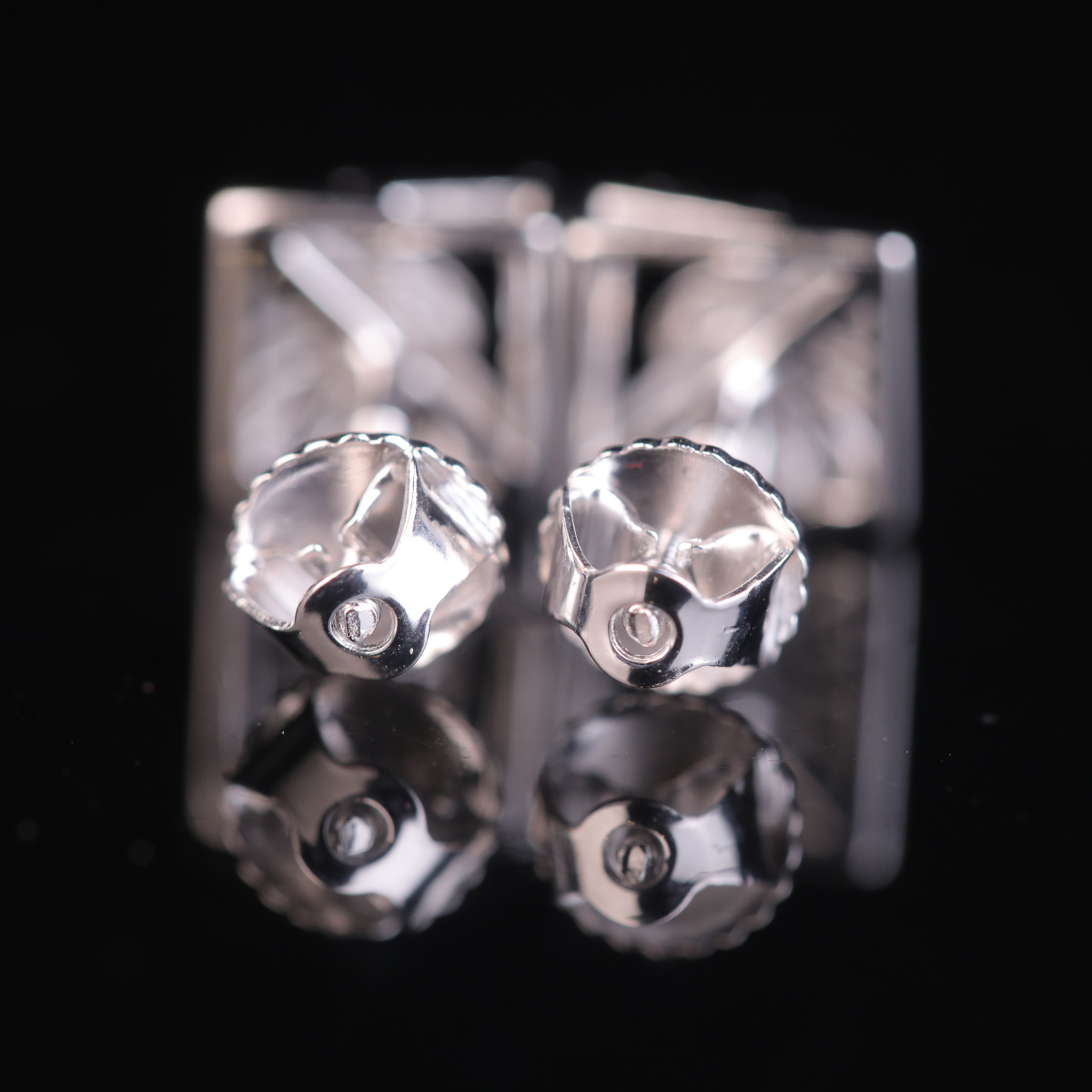 Geometric Diamond Stud Earrings in White Gold & Silver | 18K, 14K, 10K Luxury Earrings for Women