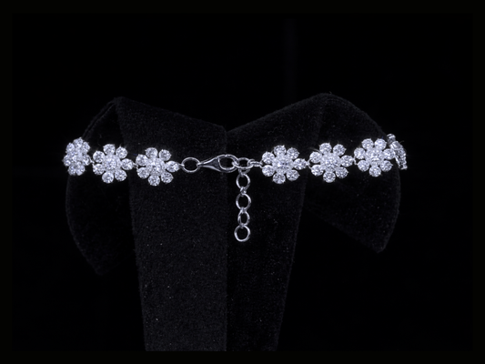 Diamond Floral Bracelet | Luxury Flower Diamond Bracelet in Gold & Silver
