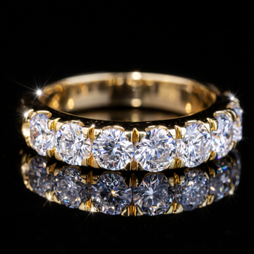 Round Cut Moissanite Eternity Band in 10KT / 14KT / 18KT Gold – Diamond Wedding Ring