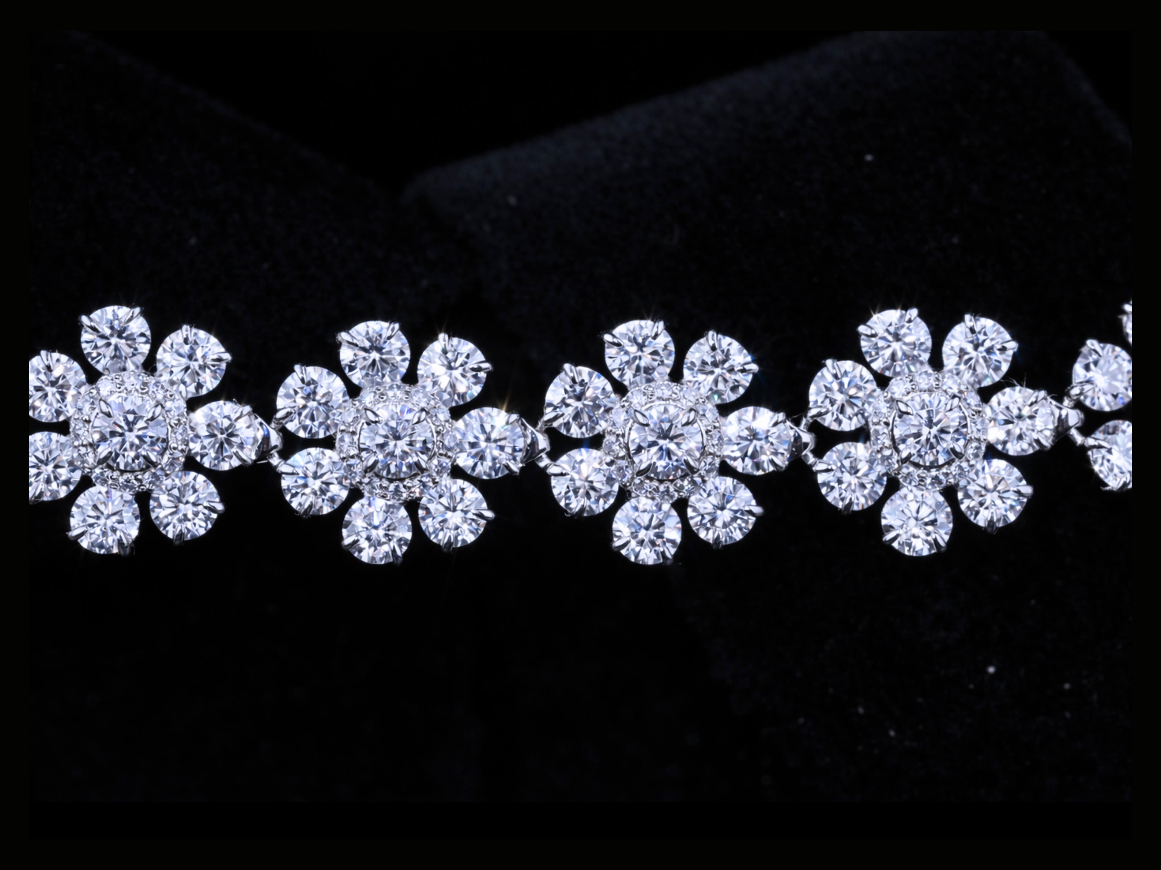 Diamond Floral Bracelet | Luxury Flower Diamond Bracelet in Gold & Silver