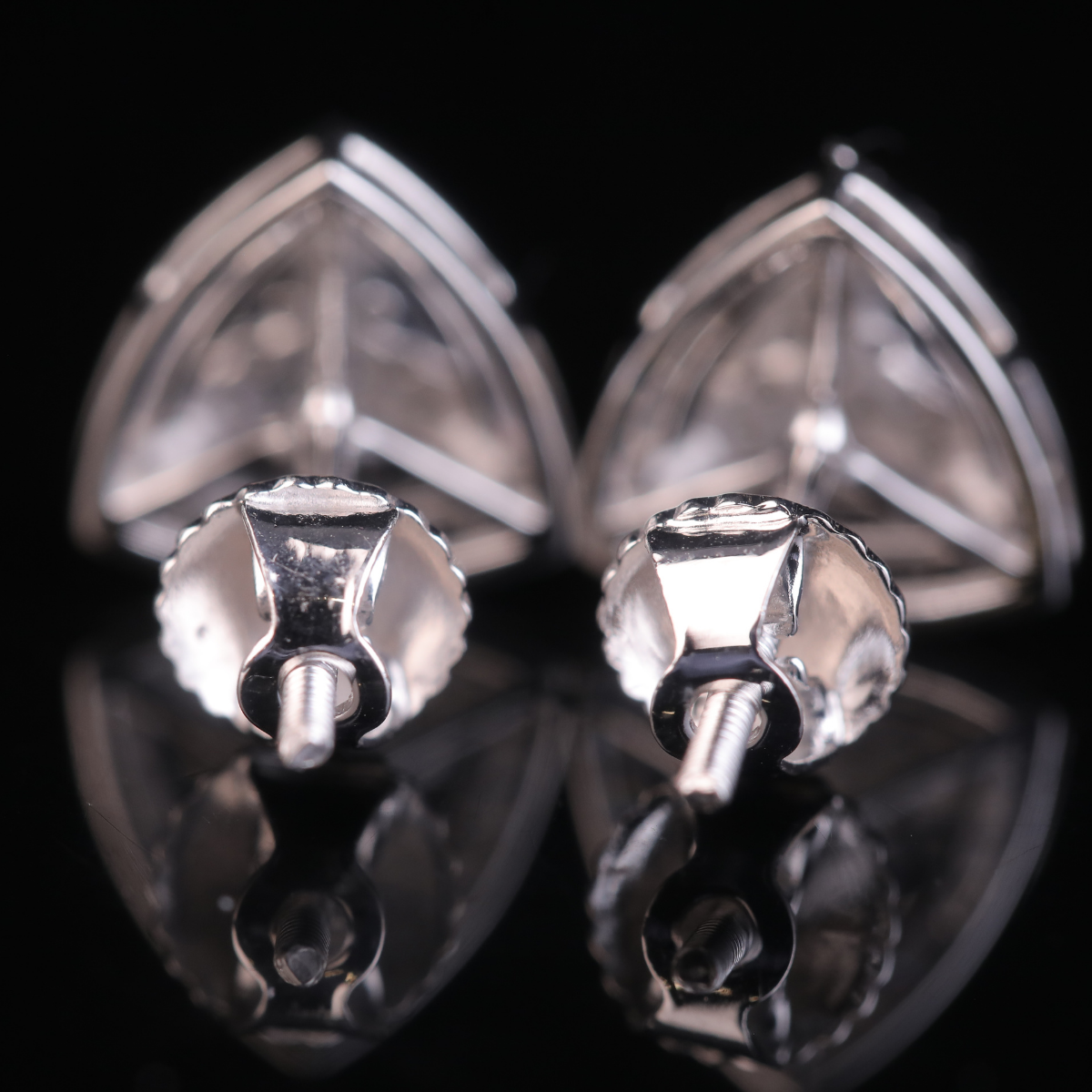 Triangle Diamond Stud Earrings – Luxury Geometric Design in Gold & Silver