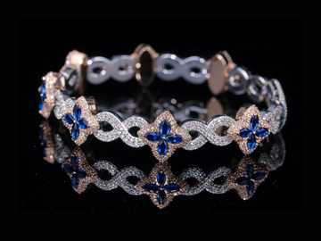Blue Sapphire & Diamond Bracelet | Luxury Sapphire Diamond Bracelet in Gold & Silver