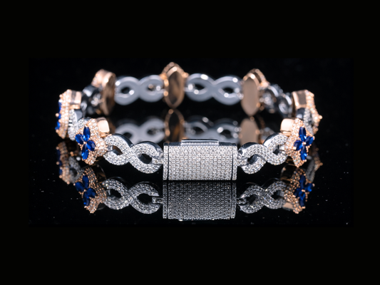 Blue Sapphire & Diamond Bracelet | Luxury Sapphire Diamond Bracelet in Gold & Silver