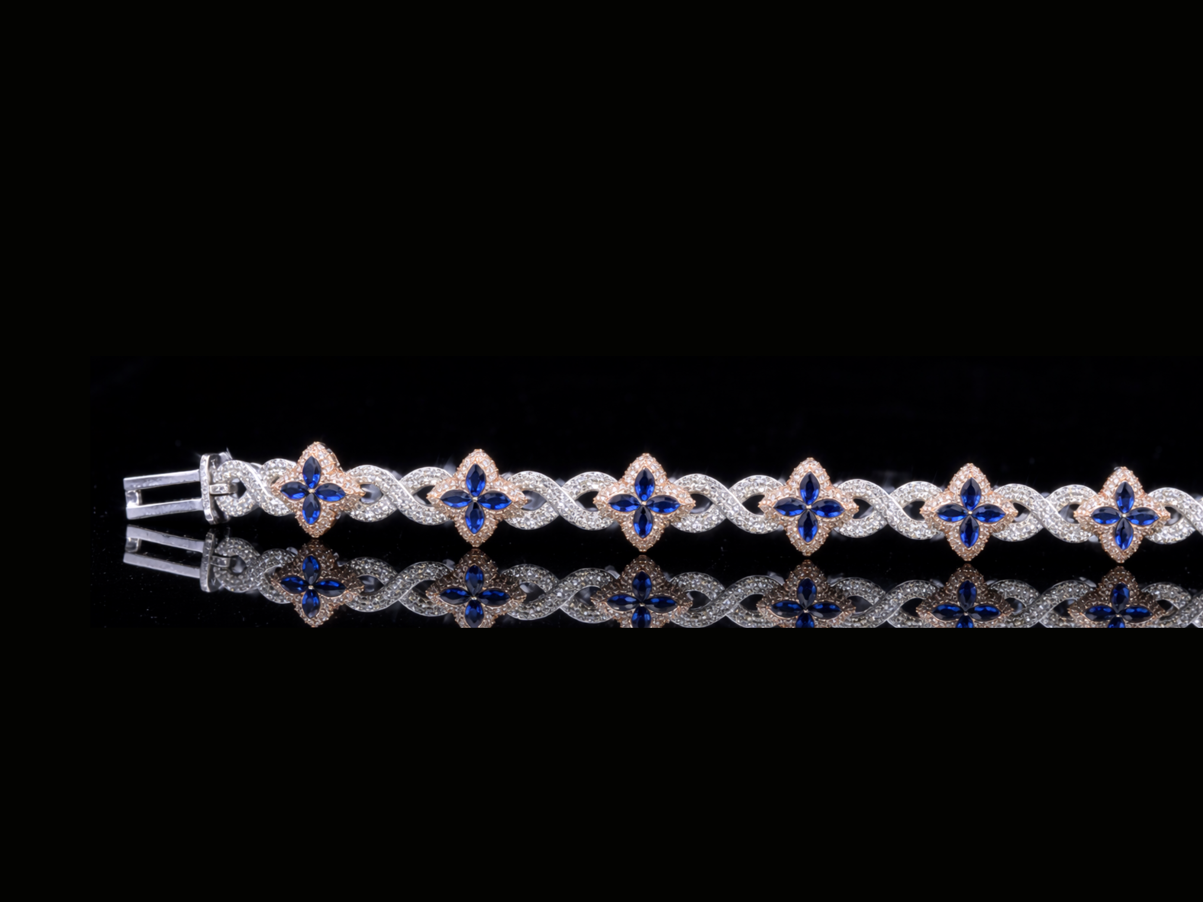 Blue Sapphire & Diamond Bracelet | Luxury Sapphire Diamond Bracelet in Gold & Silver