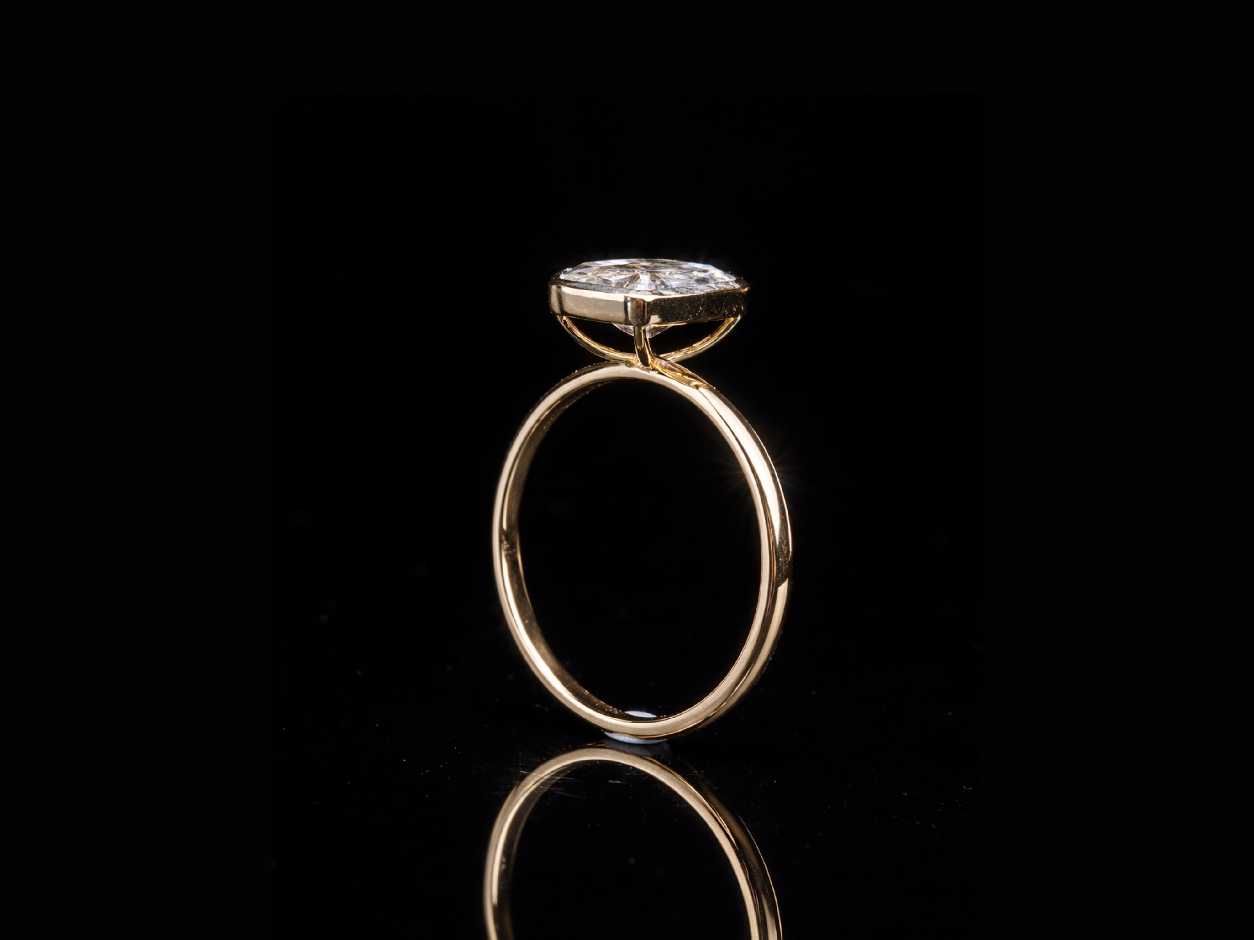 Emerald Cut Solitaire Diamond Ring | 18KT, 14KT, 10KT Gold & Silver Available