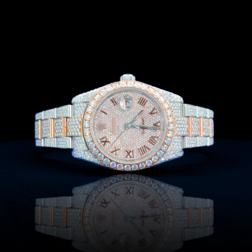 14k/18k-moissanite Rolex inspire Iced-Out Roman Numeral Watch