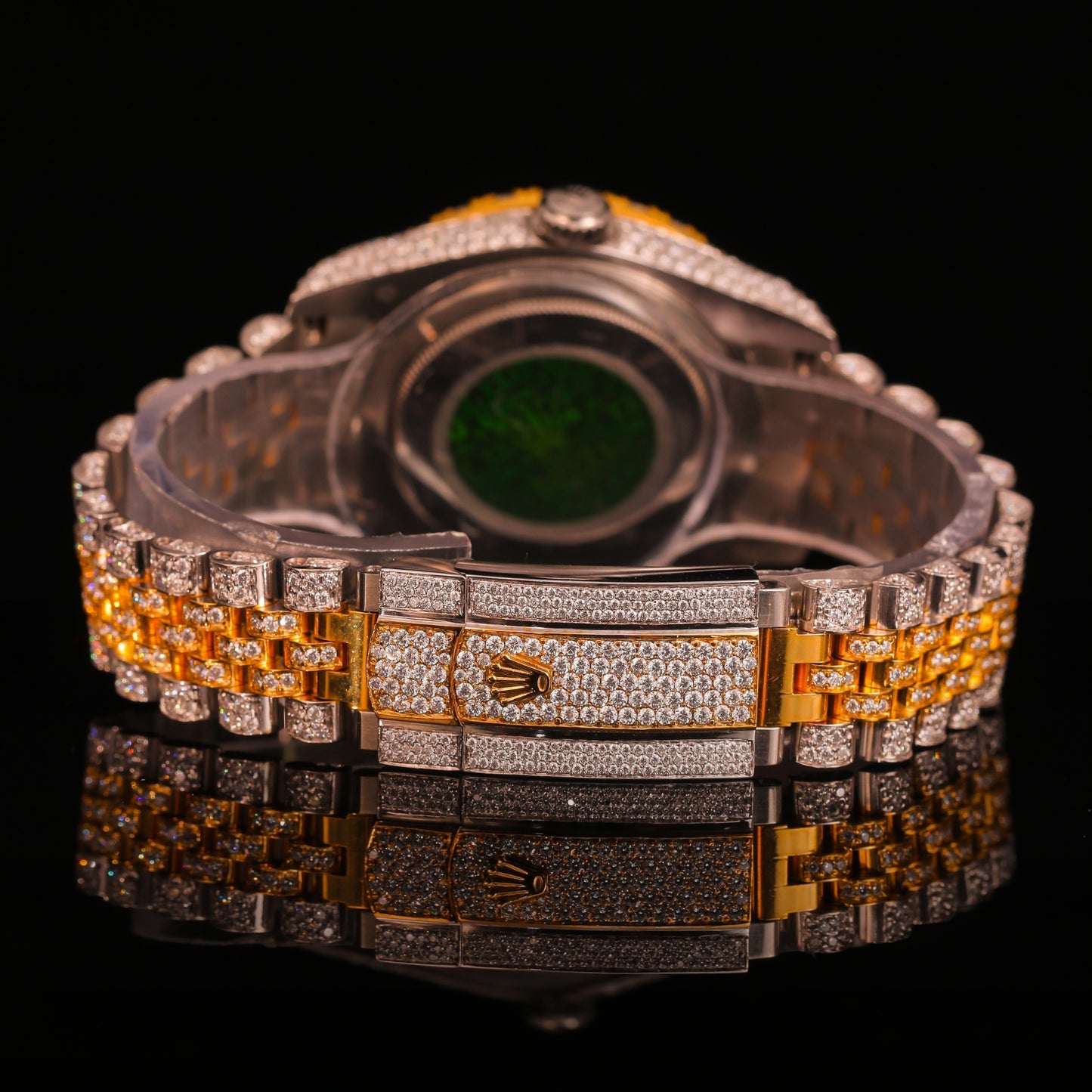 Two-Tone Diamond Set Arabic Dial Day-Date Watch
