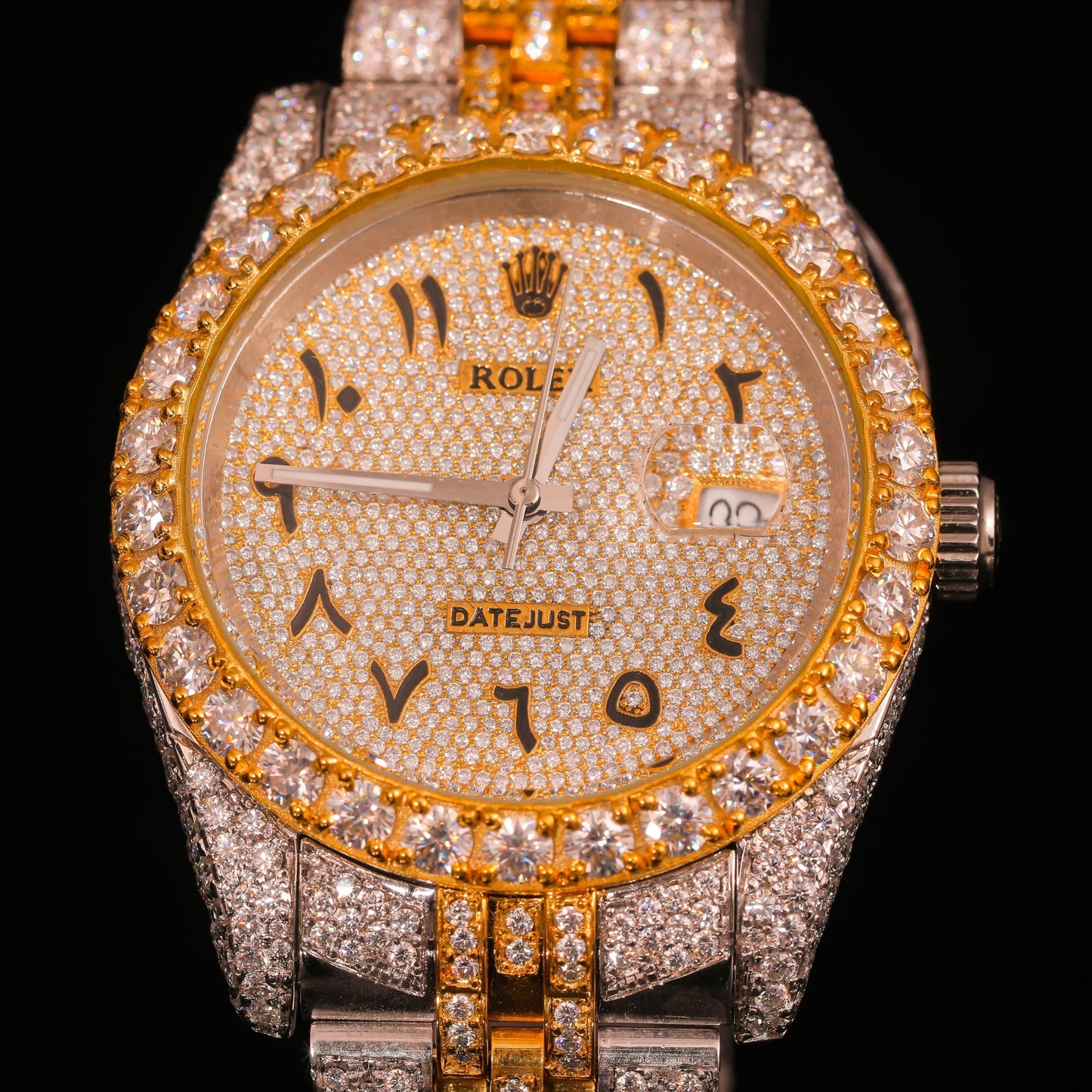 Two-Tone Diamond Set Arabic Dial Day-Date Watch