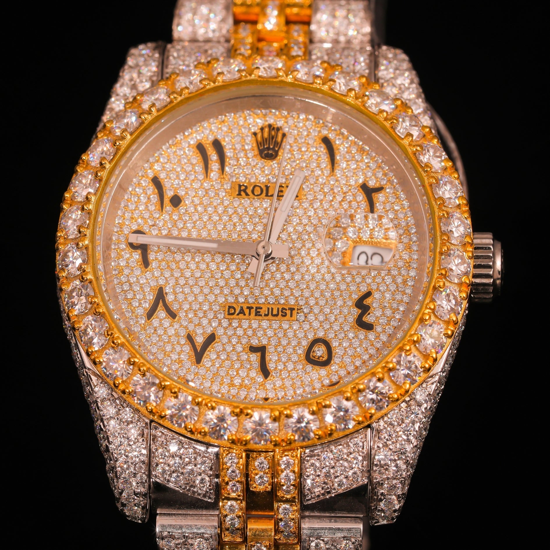 Two-Tone Diamond Set Arabic Dial Day-Date Watch