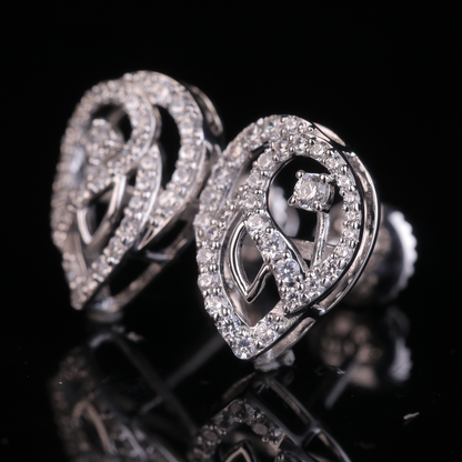 Heart Shape Swirl Halo Moissanite Stud Earrings | 18KT, 14KT, 10KT Gold & Silver