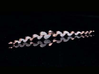 Rose Gold Diamond Heart Bracelet | Luxury Diamond Bracelet in Gold & Silver