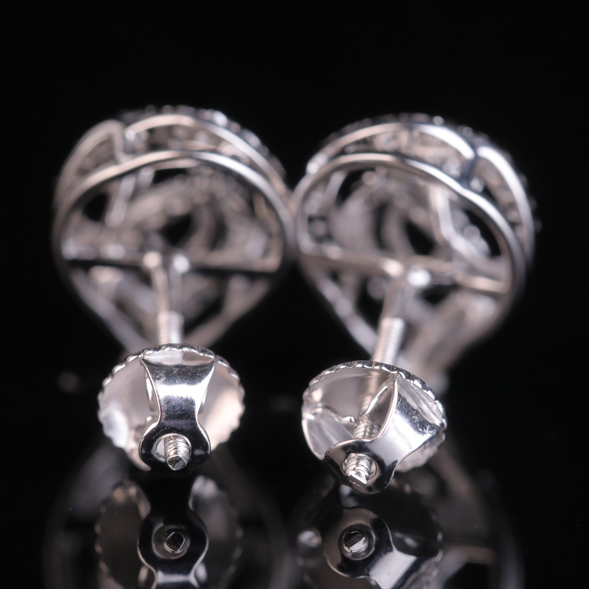Heart Shape Swirl Halo Moissanite Stud Earrings | 18KT, 14KT, 10KT Gold & Silver