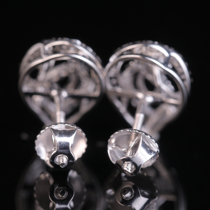 Heart Shape Swirl Halo Moissanite Stud Earrings | 18KT, 14KT, 10KT Gold & Silver