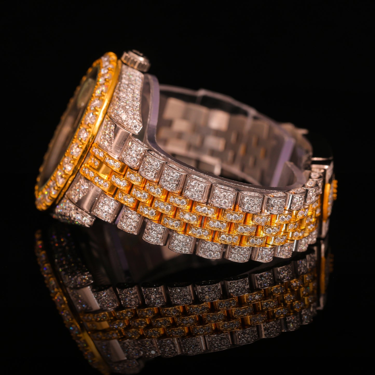 Two-Tone Diamond Set Arabic Dial Day-Date Watch