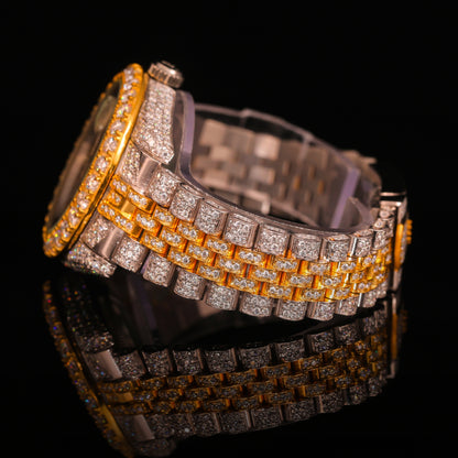 Two-Tone Diamond Set Arabic Dial Day-Date Watch