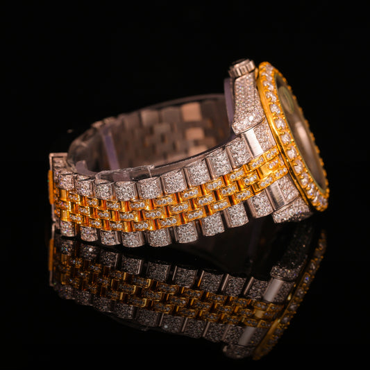 Two-Tone Diamond Set Arabic Dial Day-Date Watch