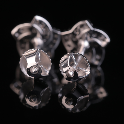 Iced Flower Stud Earrings with Moissanite Diamonds | 18KT, 14KT, 10KT Gold & Silver