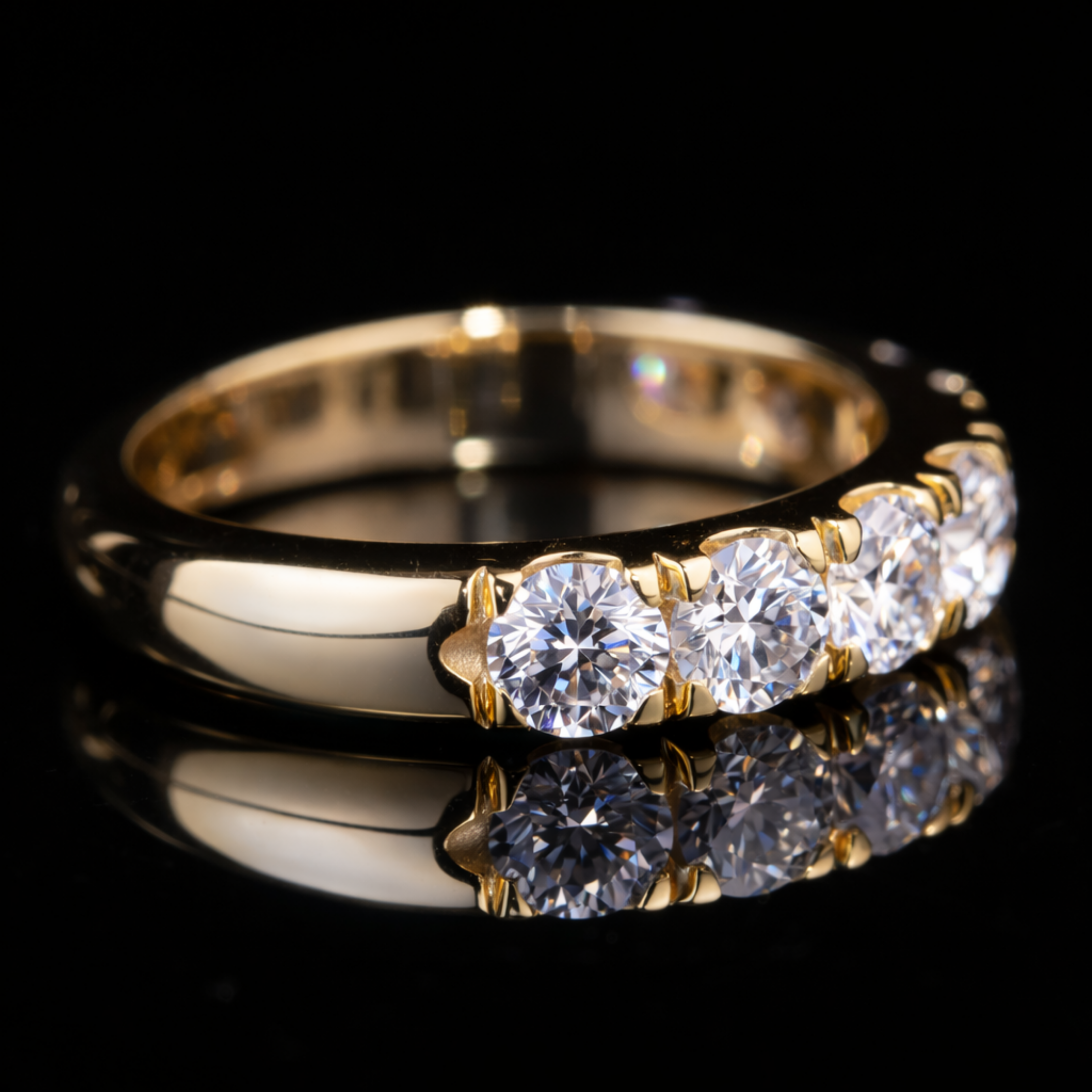 Round Cut Moissanite Eternity Band in 10KT / 14KT / 18KT Gold – Diamond Wedding Ring