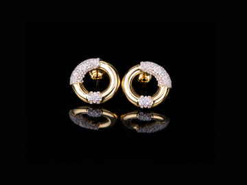 Luxury Diamond Circle Stud Earrings | 18K, 14K, 10K Gold & Silver