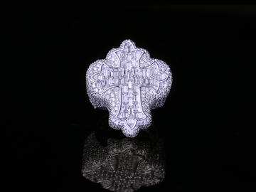 Diamond Cross Ring in Gold & Silver | 18K, 14K, 10K Iced-Out Christian Ring