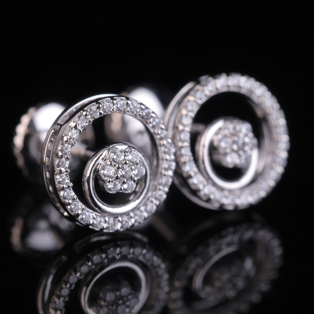 Iced Circle Stud Earrings with Moissanite Diamonds | 18KT, 14KT, 10KT Gold & Silver