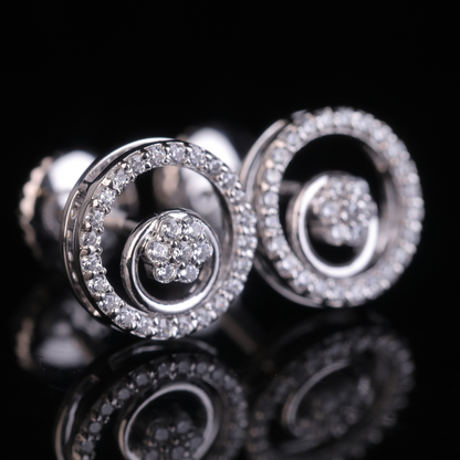 Iced Circle Stud Earrings with Moissanite Diamonds | 18KT, 14KT, 10KT Gold & Silver