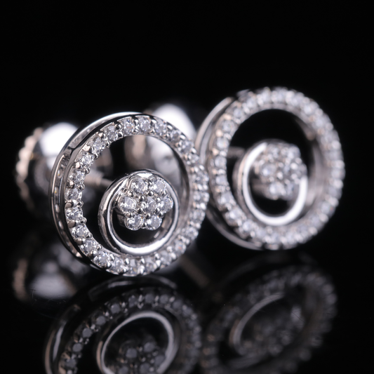 Iced Circle Stud Earrings with Moissanite Diamonds | 18KT, 14KT, 10KT Gold & Silver