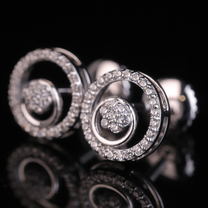 Iced Circle Stud Earrings with Moissanite Diamonds | 18KT, 14KT, 10KT Gold & Silver