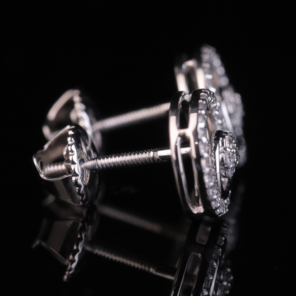 Iced Circle Stud Earrings with Moissanite Diamonds | 18KT, 14KT, 10KT Gold & Silver