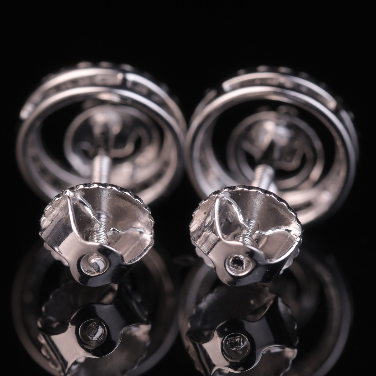 Iced Circle Stud Earrings with Moissanite Diamonds | 18KT, 14KT, 10KT Gold & Silver