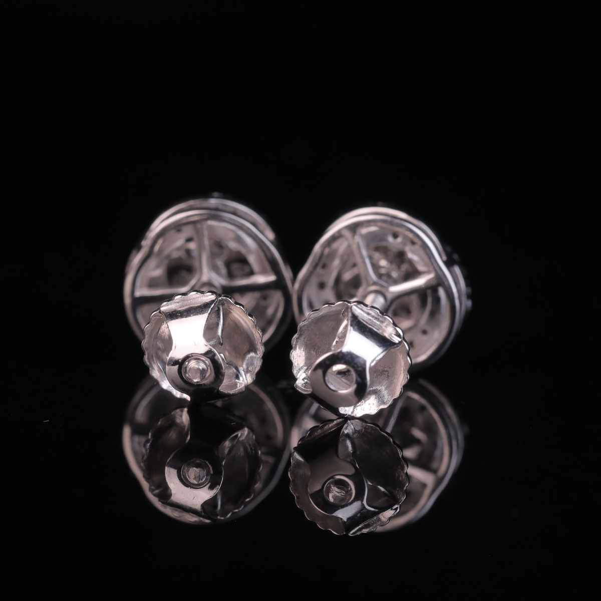 Iced Halo Stud Earrings with Moissanite Diamonds | 18KT, 14KT, 10KT Gold & Silver