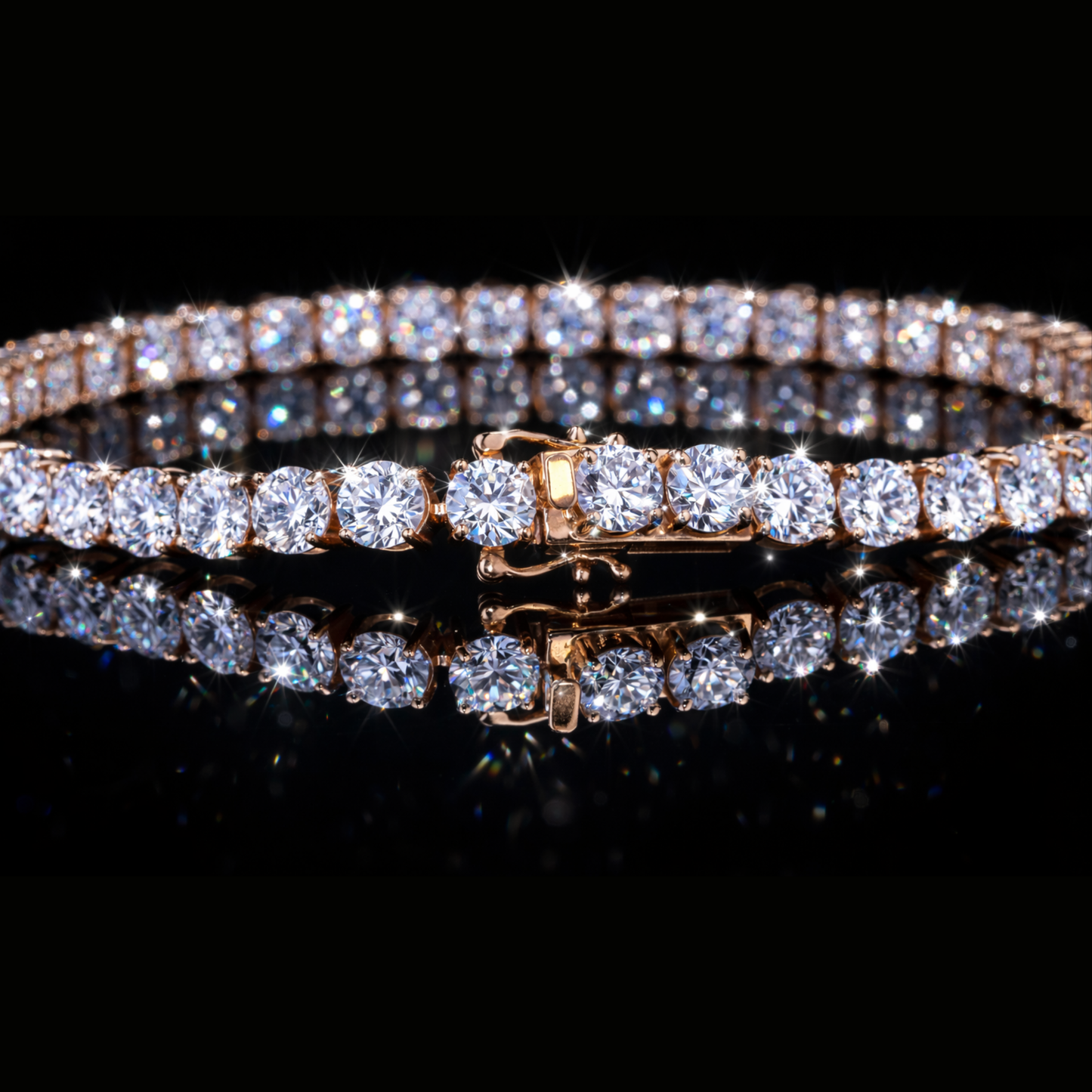 14K / 18K Rose Gold Diamond Tennis Bracelet – Round Cut Luxury Tennis Bracelet for Women & Men